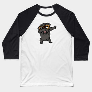 Cool Dabbing Black Pug with Sunglasses Baseball T-Shirt